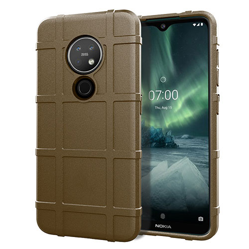 Ultra-thin Silicone Gel Soft Case 360 Degrees Cover for Nokia 7.2 Brown