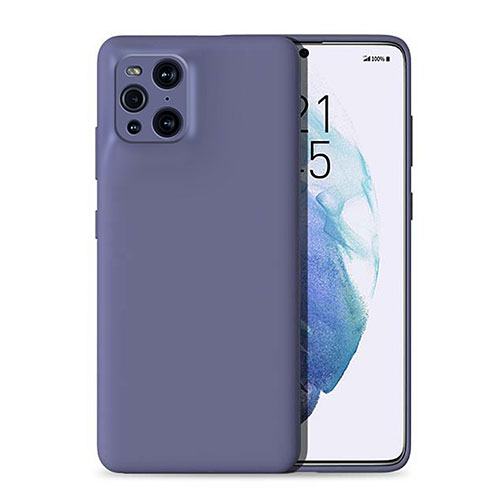 Ultra-thin Silicone Gel Soft Case 360 Degrees Cover for Oppo Find X3 Pro 5G Lavender Gray