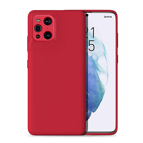 Ultra-thin Silicone Gel Soft Case 360 Degrees Cover for Oppo Find X3 Pro 5G Red