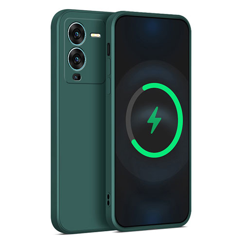 Ultra-thin Silicone Gel Soft Case 360 Degrees Cover for Vivo V25 Pro 5G Midnight Green