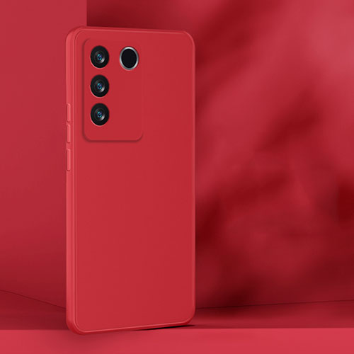 Ultra-thin Silicone Gel Soft Case 360 Degrees Cover for Vivo V27 Pro 5G Red