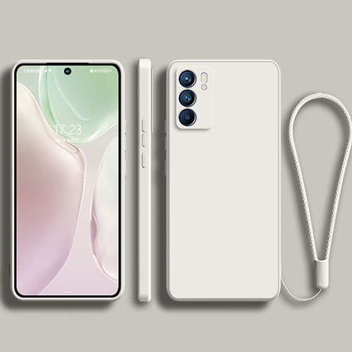 Ultra-thin Silicone Gel Soft Case 360 Degrees Cover S01 for Oppo Reno6 Pro 5G India White