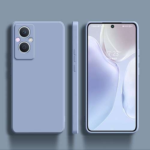 Ultra-thin Silicone Gel Soft Case 360 Degrees Cover S01 for Oppo Reno8 Lite 5G Lavender Gray