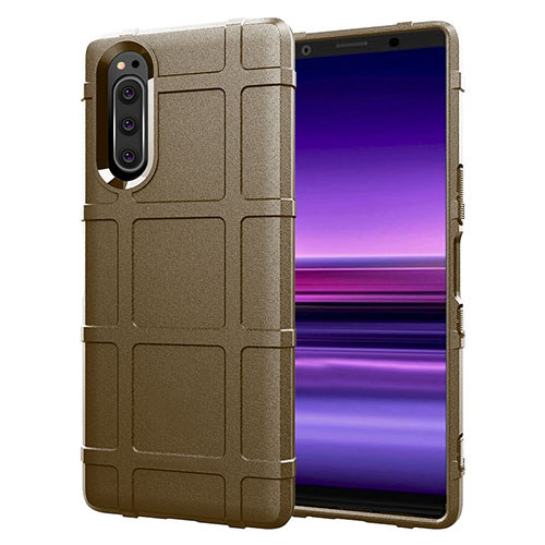 Ultra-thin Silicone Gel Soft Case 360 Degrees Cover S01 for Sony Xperia 5 Brown