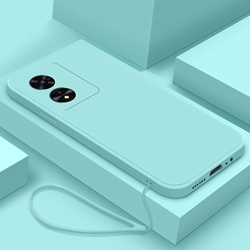 Ultra-thin Silicone Gel Soft Case 360 Degrees Cover S02 for Oppo A58 5G Cyan