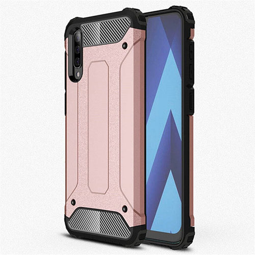 Ultra-thin Silicone Gel Soft Case 360 Degrees Cover S02 for Samsung Galaxy A70 Rose Gold