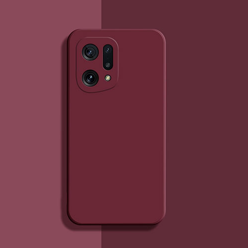 Ultra-thin Silicone Gel Soft Case 360 Degrees Cover S03 for Oppo Find X5 5G Red Wine