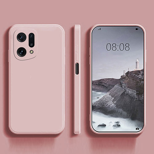 Ultra-thin Silicone Gel Soft Case 360 Degrees Cover S04 for Oppo Find X5 Pro 5G Pink