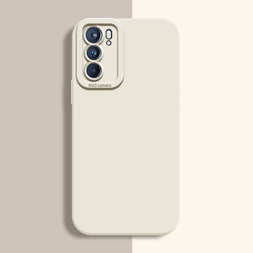 Ultra-thin Silicone Gel Soft Case 360 Degrees Cover S04 for Oppo Reno6 Pro 5G India White