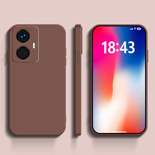 Ultra-thin Silicone Gel Soft Case 360 Degrees Cover YK1 for Realme 10 Pro+ Plus 5G Brown