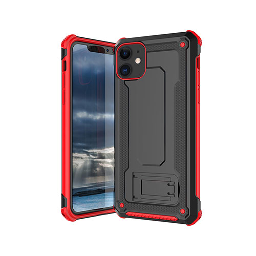 Ultra-thin Silicone Gel Soft Case 360 Degrees Cover Z01 for Apple iPhone 11 Red and Black
