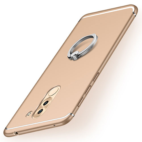 Ultra-thin Silicone Gel Soft Case Cover with Finger Ring Stand for Huawei GR5 (2017) Gold
