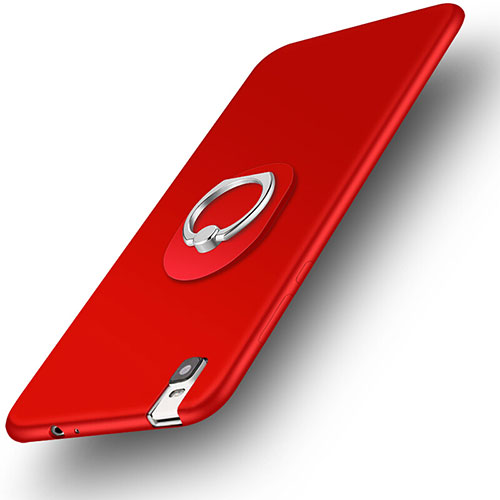 Ultra-thin Silicone Gel Soft Case Cover with Finger Ring Stand for Huawei Honor 7i shot X Red