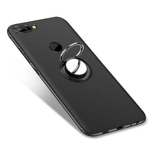 Ultra-thin Silicone Gel Soft Case Cover with Finger Ring Stand for Huawei P Smart Black