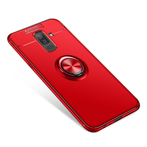 Ultra-thin Silicone Gel Soft Case Cover with Finger Ring Stand for Samsung Galaxy A6 Plus Red