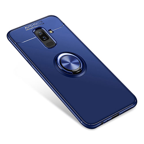 Ultra-thin Silicone Gel Soft Case Cover with Finger Ring Stand for Samsung Galaxy A9 Star Lite Blue