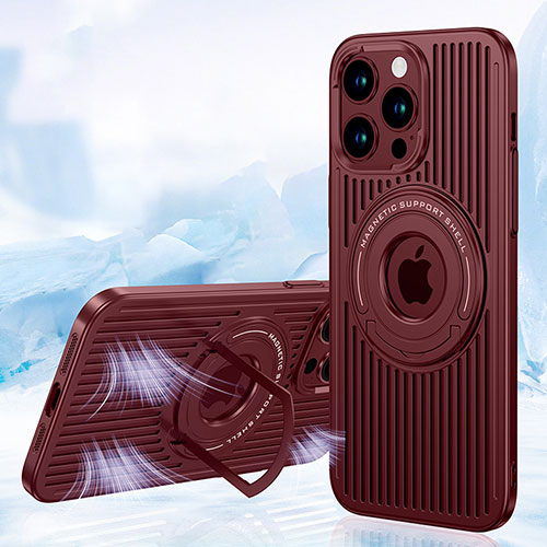 Ultra-thin Silicone Gel Soft Case Cover with Mag-Safe Magnetic AC1 for Apple iPhone 14 Pro Red