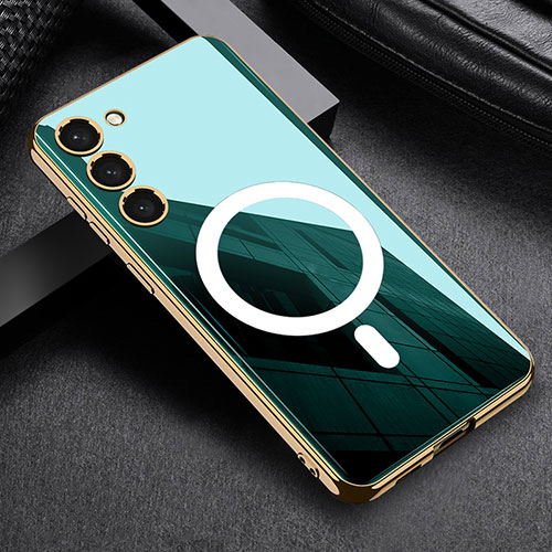 Ultra-thin Silicone Gel Soft Case Cover with Mag-Safe Magnetic AC1 for Samsung Galaxy S22 Plus 5G Green