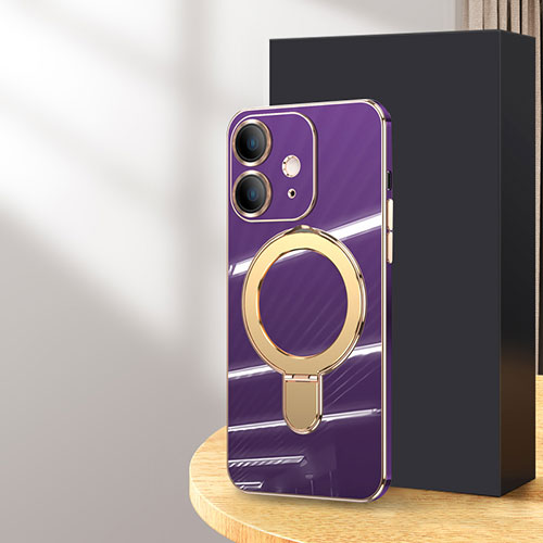 Ultra-thin Silicone Gel Soft Case Cover with Mag-Safe Magnetic C01 for Apple iPhone 12 Purple