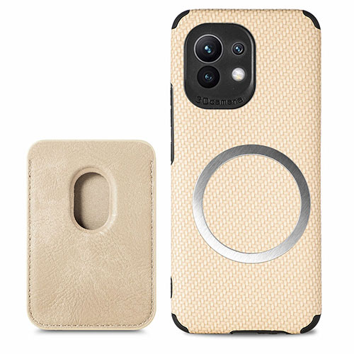 Ultra-thin Silicone Gel Soft Case Cover with Magnetic A05 for Xiaomi Mi 11 5G Gold
