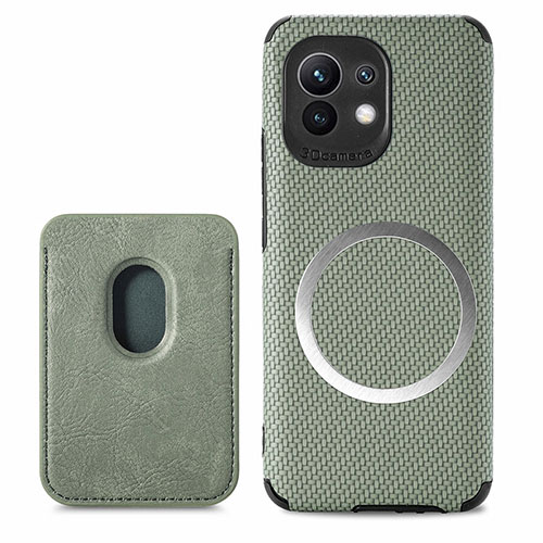 Ultra-thin Silicone Gel Soft Case Cover with Magnetic A05 for Xiaomi Mi 11 5G Green