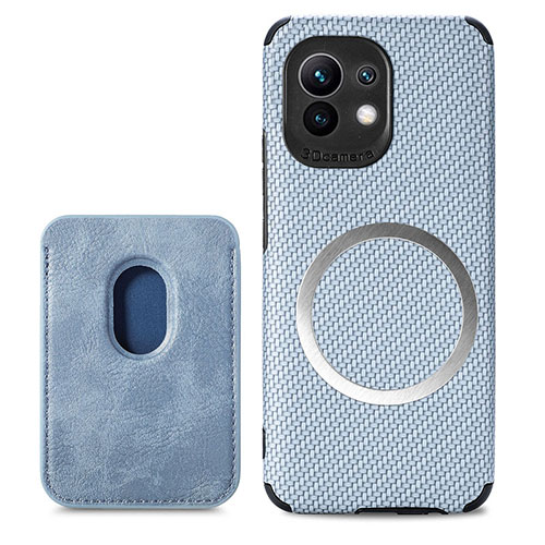 Ultra-thin Silicone Gel Soft Case Cover with Magnetic A05 for Xiaomi Mi 11 Lite 5G Blue