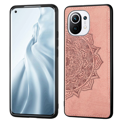Ultra-thin Silicone Gel Soft Case Cover with Magnetic A07 for Xiaomi Mi 11 5G Pink