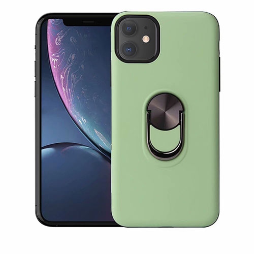 Ultra-thin Silicone Gel Soft Case Cover with Magnetic Finger Ring Stand A01 for Apple iPhone 11 Green