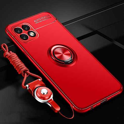 Ultra-thin Silicone Gel Soft Case Cover with Magnetic Finger Ring Stand A01 for Huawei Enjoy 20 5G Red