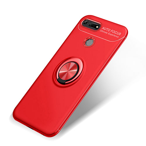 Ultra-thin Silicone Gel Soft Case Cover with Magnetic Finger Ring Stand A01 for Huawei Honor V20 Red