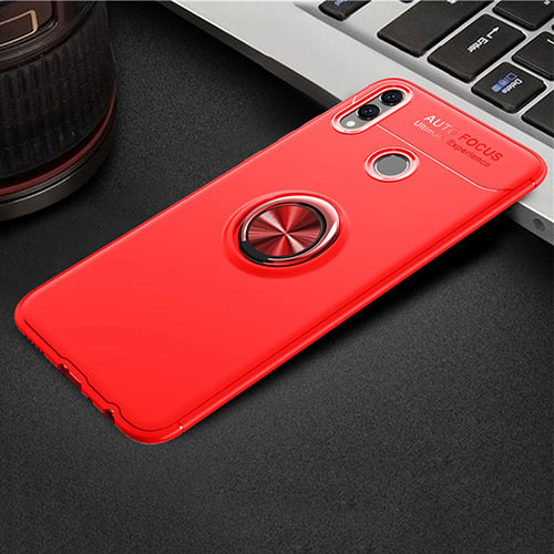 Ultra-thin Silicone Gel Soft Case Cover with Magnetic Finger Ring Stand A01 for Huawei Honor View 10 Lite Red