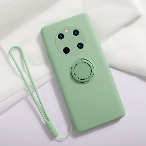 Ultra-thin Silicone Gel Soft Case Cover with Magnetic Finger Ring Stand A01 for Huawei Mate 40 Matcha Green