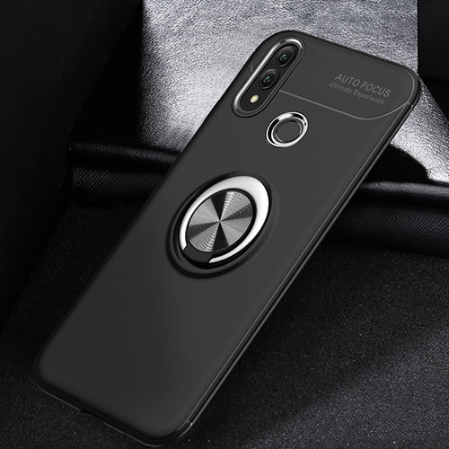 Ultra-thin Silicone Gel Soft Case Cover with Magnetic Finger Ring Stand A01 for Huawei P Smart (2019) Black