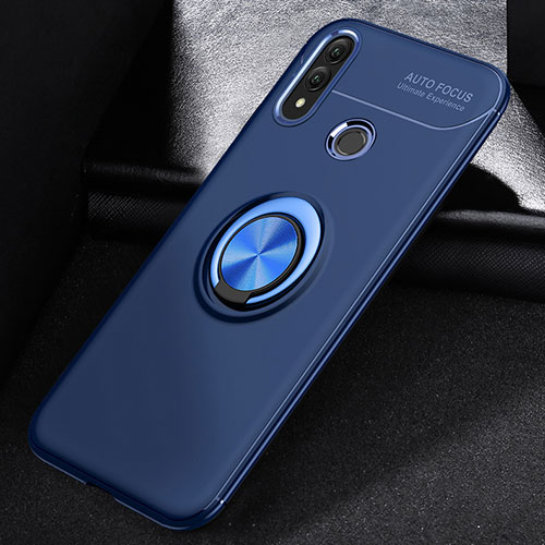 Ultra-thin Silicone Gel Soft Case Cover with Magnetic Finger Ring Stand A01 for Huawei P Smart (2019) Blue