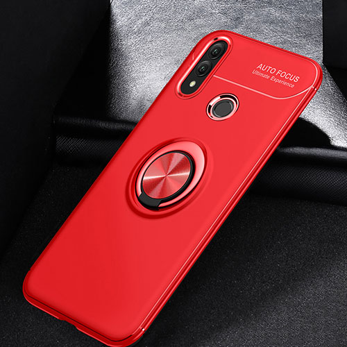 Ultra-thin Silicone Gel Soft Case Cover with Magnetic Finger Ring Stand A01 for Huawei P Smart (2019) Red