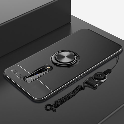 Ultra-thin Silicone Gel Soft Case Cover with Magnetic Finger Ring Stand A01 for OnePlus 8 Black