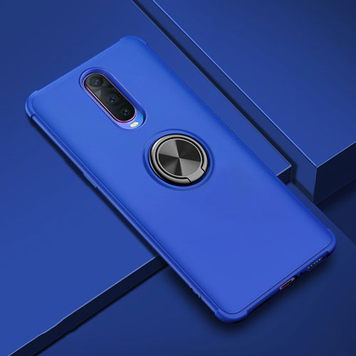Ultra-thin Silicone Gel Soft Case Cover with Magnetic Finger Ring Stand A01 for Oppo R17 Pro Blue