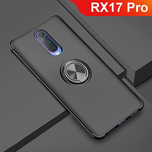 Ultra-thin Silicone Gel Soft Case Cover with Magnetic Finger Ring Stand A01 for Oppo RX17 Pro Black