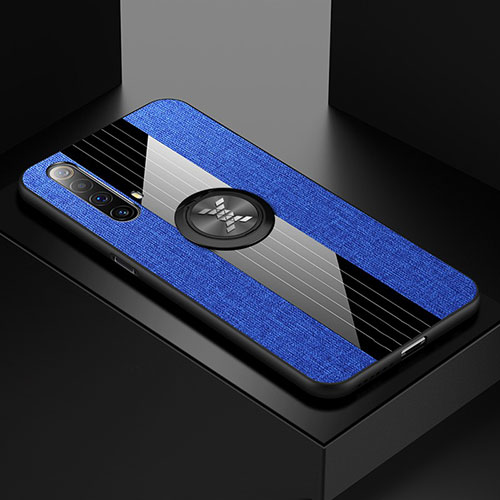 Ultra-thin Silicone Gel Soft Case Cover with Magnetic Finger Ring Stand A01 for Realme X3 SuperZoom Blue