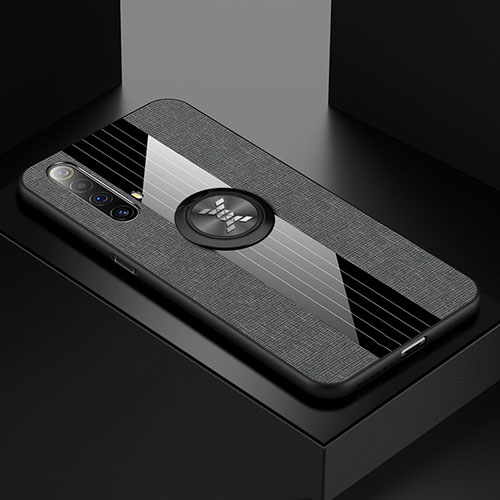 Ultra-thin Silicone Gel Soft Case Cover with Magnetic Finger Ring Stand A01 for Realme X3 SuperZoom Gray