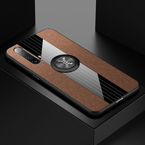 Ultra-thin Silicone Gel Soft Case Cover with Magnetic Finger Ring Stand A01 for Realme X50m 5G Brown