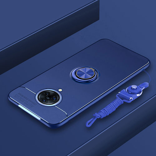 Ultra-thin Silicone Gel Soft Case Cover with Magnetic Finger Ring Stand A01 for Vivo Nex 3 5G Blue