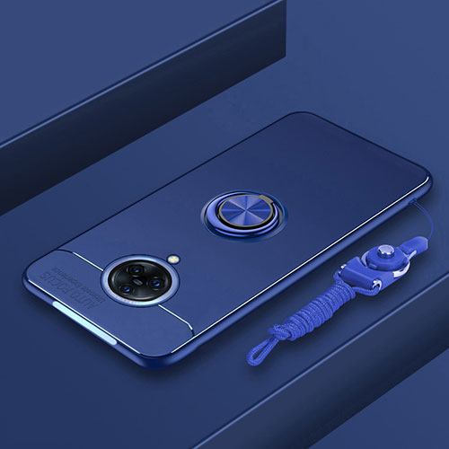 Ultra-thin Silicone Gel Soft Case Cover with Magnetic Finger Ring Stand A01 for Vivo Nex 3 Blue
