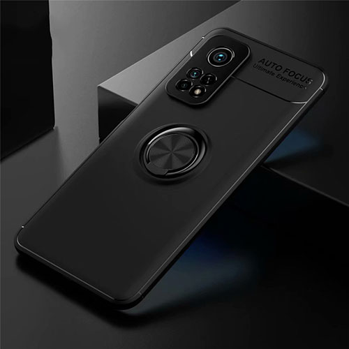 Ultra-thin Silicone Gel Soft Case Cover with Magnetic Finger Ring Stand A01 for Xiaomi Mi 10T 5G Black