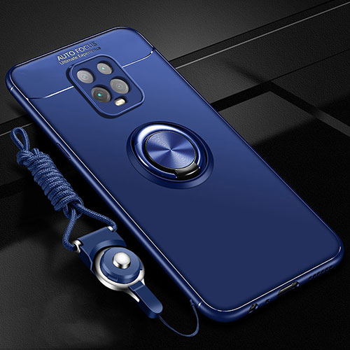 Ultra-thin Silicone Gel Soft Case Cover with Magnetic Finger Ring Stand A01 for Xiaomi Redmi 10X 5G Blue