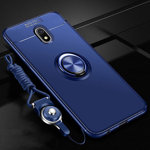 Ultra-thin Silicone Gel Soft Case Cover with Magnetic Finger Ring Stand A01 for Xiaomi Redmi 8A Blue