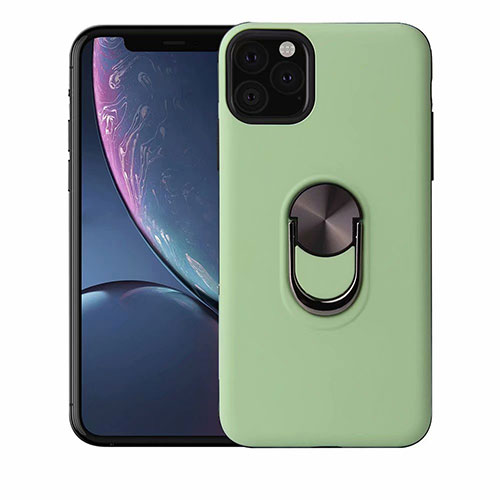 Ultra-thin Silicone Gel Soft Case Cover with Magnetic Finger Ring Stand A02 for Apple iPhone 11 Pro Green