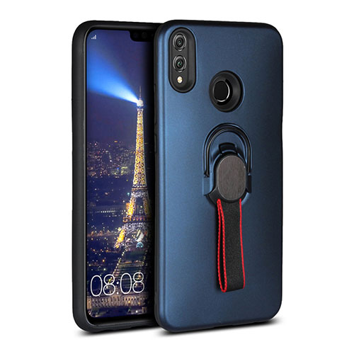 Ultra-thin Silicone Gel Soft Case Cover with Magnetic Finger Ring Stand A02 for Huawei Honor 8X Blue