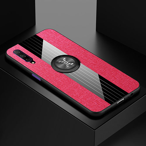 Ultra-thin Silicone Gel Soft Case Cover with Magnetic Finger Ring Stand A02 for Huawei Honor 9X Pro Hot Pink