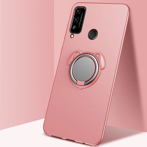 Ultra-thin Silicone Gel Soft Case Cover with Magnetic Finger Ring Stand A02 for Huawei Honor Play4T Rose Gold